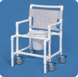 IPU Commode / Shower Chair ipu® Fixed Arms PVC Frame Mesh Backrest 28 Inch Seat Width 450 lbs. Weight Capacity - Each - SCC9250 OS-EA