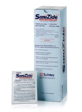 Safetec of America SaniZide Plus® Surface Disinfectant Cleaner Premoistened Quaternary Based Manual Pull Wipe 50 Count Individual Packet Ammonia Scent NonSterile - Case of 300 - 34826-CS