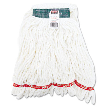 Rubbermaid® Commercial Web Foot Shrinkless Looped-End Wet Mop Head, Cotton/Synthetic, Medium, White, 6/Carton - CT/1 - RCP-A21206WHICT-CT