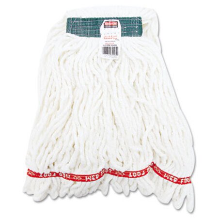 Rubbermaid® Commercial Web Foot Shrinkless Looped-End Wet Mop Head, Cotton/Synthetic, Medium, White - Each - RCP-A21206WHI-EA