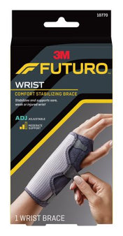 3M Wrist Brace Futuro™ Comfort Fabric / Metal Left or Right Hand Black / Gray One Size Fits Most - Box of 12 - 10770ENR-BX