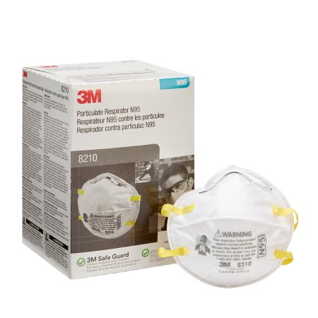 3M Particulate Respirator Mask 3M™ Industrial N95 Cup Elastic Strap One Size Fits Most White NonSterile Not Rated Adult - Box of 20 - 8210-BX