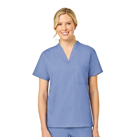 Fashion Seal Uniforms Scrub Shirt 4X-Large Ceil Blue 1 Pocket Short Set-In Sleeve Unisex - Each - 6796-4XL-EA
