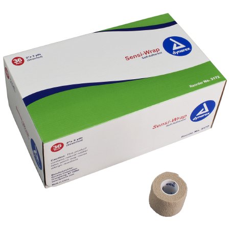 Dynarex Cohesive Bandage Sensi-Wrap 2 Inch X 5 Yard Self-Adherent Closure Tan NonSterile Standard Compression - Each - 3172-EA
