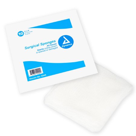 Dynarex Gauze Sponge Dynarex® 4 X 4 Inch 10 per Tray Sterile 12-Ply Square - Case of 1280 - 3345-CS