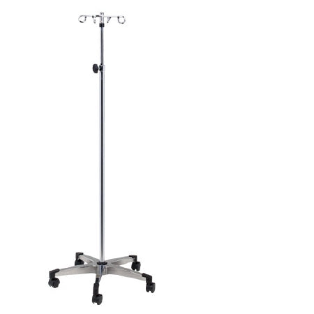 Clinton Industries IV Pole Ram Horn Hooks 4-Hook 4 Legs Cast Aluminum Base, Dual Wheel Casters, 23 Inch Base Diameter - Each - IV-354-EA