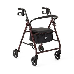 Medline 4 Wheel Rollator Guardian® Basic Burgundy Adjustable Height / Folding Aluminum Frame - Each - MDS86850E-EA
