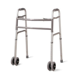 Medline Bariatric Dual Release Walker Adjustable Height Standard Aluminum Frame 500 lbs. Weight Capacity 33-1/2 to 43-1/2 Inch Height - Case of 1 - MDS86410XWW-CS