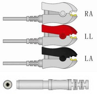 Sage Services Group ECG Leadset Sage Services DIN 3-Lead, Grabber, Unshielded, 0.9m - Each - L11-03-29P-EA