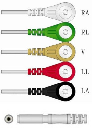 Sage Services Group ECG Leadset Sage Services DIN 5-Lead, Snap, Unshielded, 0.9m - Each - L11-05-29S-EA