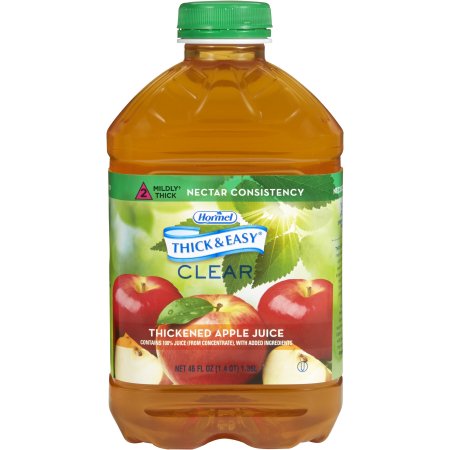 Hormel Food Sales Thickened Beverage Thick & Easy® 46 oz. Bottle Apple Flavor Liquid IDDSI Level 2 Mildly Thick - Case of 6 - 28876-CS