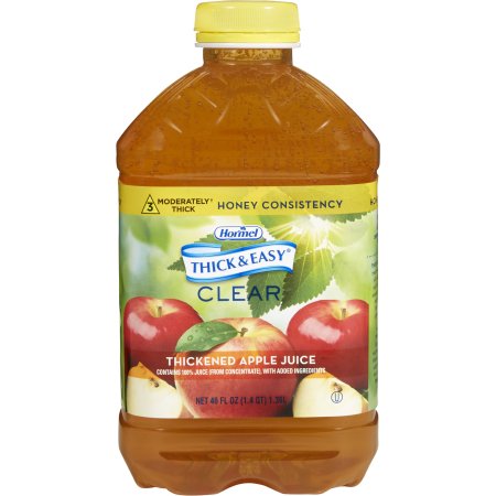 Hormel Food Sales Thickened Beverage Thick & Easy® 46 oz. Bottle Apple Flavor Liquid IDDSI Level 3 Moderately Thick/Liquidized - Case of 6 - 30634-CS