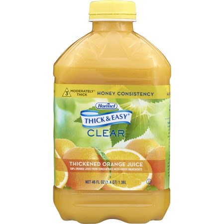 Hormel Food Sales Thickened Beverage Thick & Easy® 46 oz. Bottle Orange Flavor Liquid IDDSI Level 3 Moderately Thick/Liquidized - Case of 6 - 40123-CS