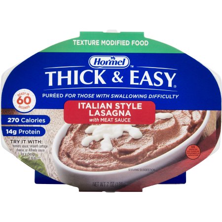 Hormel Food Sales Thickened Food Thick & Easy® Purees 7 oz. Tray Italian Style Beef Lasagna Flavor Puree IDDSI Level 2 Mildly Thick - Case of 7 - 60744-CS