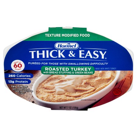 Hormel Food Sales Thickened Food Thick & Easy® Purees 7 oz. Tray Turkey with Stuffing / Green Beans Flavor Puree IDDSI Level 2 Mildly Thick - Each - 60749-EA