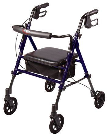Apex-Carex Healthcare 4 Wheel Rollator Step 'N Rest® Dark Blue Adjustable Height / Folding Aluminum Frame - Case of 2 - FGA22300 0000-CS