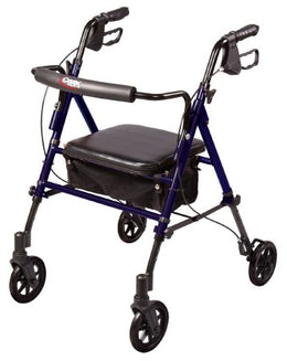 Apex-Carex Healthcare 4 Wheel Rollator Step 'N Rest® Dark Blue Adjustable Height / Folding Aluminum Frame - Case of 2 - FGA22300 0000-CS
