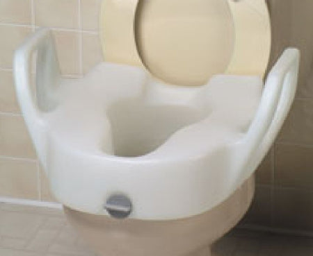 Patterson Medical Supply Raised Toilet Seat with Arms 4-1/2 Inch Height White 300 lbs. Weight Capacity - Each - 559252-EA
