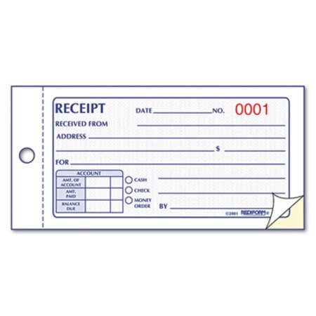 Rediform® Small Money Receipt Book, Two-Part Carbonless, 2.75 x 5, 50 Forms Total - Each - RED-8L820-EA