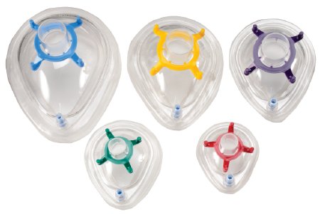 Vyaire Medical Anesthesia Mask Vital Signs® Elongated Style Pediatric Size 4 Hook Ring - Case of 20 - 4840VS-CS