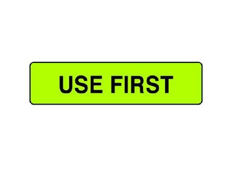 Shamrock Scientific Pre-Printed Label Advisory Label Chartreuse USE FIRST Black Quality Control Label 5/16 X 1-1/4 Inch - Roll of 1 - UPCR-1054-RL