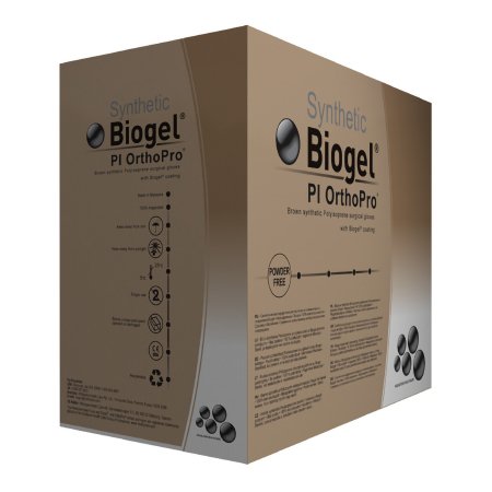 Molnlycke Surgical Glove Biogel® PI OrthoPro® Size 6 Sterile Polyisoprene Standard Cuff Length Micro-Textured Brown Not Chemo Approved - Case of 160 - 47660-CS