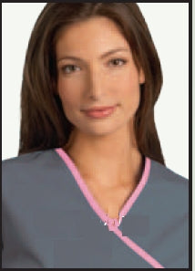 Fashion Seal Uniforms Scrub Shirt Medium Pewter / Pretty Pink 2 Pockets Short Set-In Sleeve Female - Each - 7599-M-EA