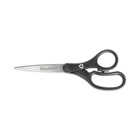 Westcott® KleenEarth Basic Plastic Handle Scissors, 8" Long, 3.25" Cut Length, Black Straight Handle - Each - ACM-15583-EA