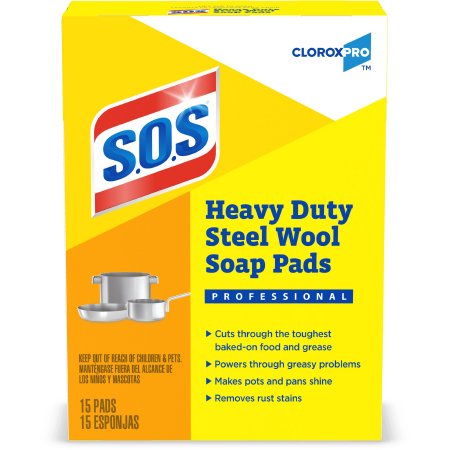 The Clorox Company Steel Wool Soap Pad CloroxPro™ S.O.S® Heavy Duty Silver NonSterile Steel Wool Reusable - Case of 180 - 88320-CS