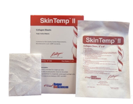 Human Biosciences Collagen Dressing SkinTemp™ II 3 X 4 Inch Rectangle 5 Count - Box of 5 - ST-1002-BX