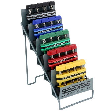 Fabrication Enterprises Hand / Finger Exerciser Set with Rack CanDo® Digi-Flex® Yellow / Red / Green / Blue / Black X-Light to X-Heavy Resistance - Each - 10-0749-EA