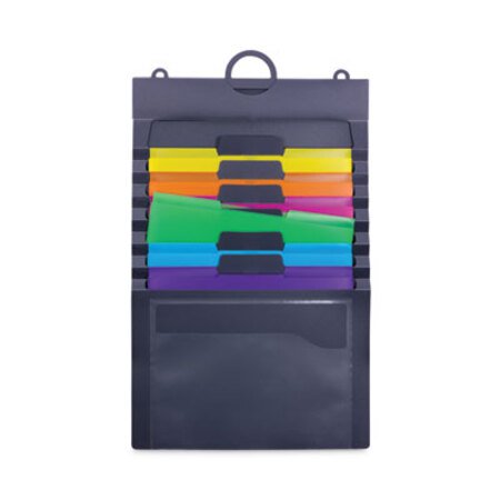 Smead™ Cascading Wall Organizer, 6 Sections, Letter Size, 14.25 x 24.25, Gray, Neon Green, Neon Orange, Neon Pink, Purple, Yellow - Each - SMD-92060-EA