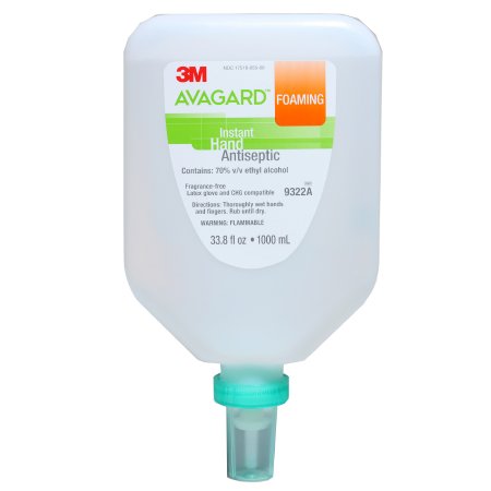 3M Hand Sanitizer 3M™ Avagard™ 1,000 mL Ethyl Alcohol Foaming Pump Bottle - Case of 5 - 9322A-CS