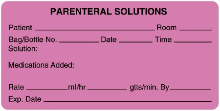 United Ad Label Pre-Printed Label pdc® Anesthesia Label Pink Paper Parenteral Solutions Black Syringe Label 2 X 4 Inch - Roll of 1 - ULIV501-RL