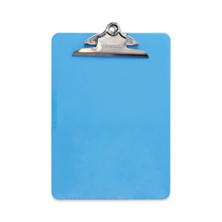 Universal® Plastic Clipboard with High Capacity Clip, 1.25" Clip Capacity, Holds 8.5 x 11 Sheets, Translucent Blue - Each - UNV-40307-EA