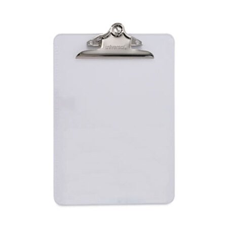 Universal® Plastic Clipboard with High Capacity Clip, 1.25" Clip Capacity, Holds 8.5 x 11 Sheets, Clear - Each - UNV-40308-EA