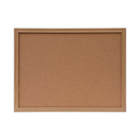 Universal® Cork Board with Oak Style Frame, 24 x 18, Natural Surface - Each - UNV-43602-EA