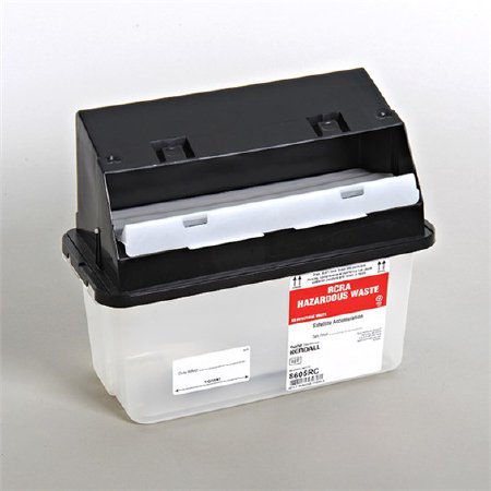 Cardinal RCRA Waste Container SharpSafety™ Black Base 11 H X 6 D X 13 W Inch Horizontal Entry 1.25 Gallon - Case of 14 - 8605RC-CS