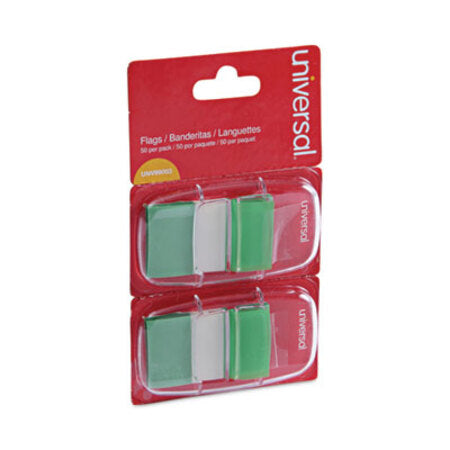 Universal® Page Flags, Green, 50 Flags/Dispenser, 2 Dispensers/Pack - Pack of 1 - UNV-99003-PK