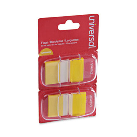 Universal® Page Flags, Yellow, 50 Flags/Dispenser, 2 Dispensers/Pack - Pack of 1 - UNV-99006-PK