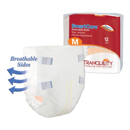 Principle Business Enterprises Unisex Adult Incontinence Brief Tranquility SmartCore™ Medium Disposable Heavy Absorbency - Pack of 12 - 2312-PK
