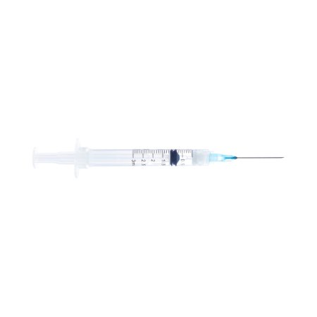 Sol-Millennium Medical Safety Hypodermic Syringe with Needle Sol-Care™ 3 mL 1 Inch 21 Gauge Retractable Safety Needle Regular Wall - Case of 800 - 100075IM-CS