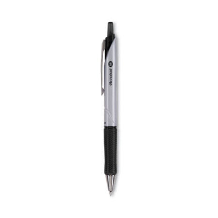Pilot® Acroball Pro Advanced Ink Ballpoint Pen, Retractable, Medium 1 mm, Black Ink, Silver Barrel, Dozen - DZ/1 - PIL-31910-DZ