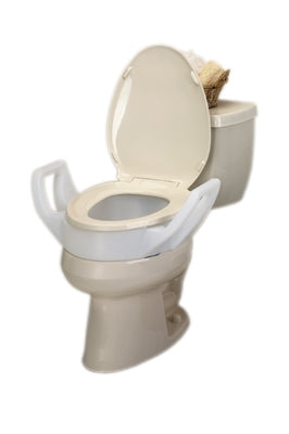 Fabrication Enterprises Raised Toilet Seat with Arms Lock-On™ 5 Inch Height White 300 lbs. Weight Capacity - Each - 43-2555-EA