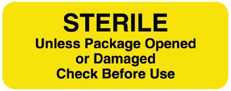 United Ad Label Pre-Printed Label Advisory Label Yellow Tyvek STERILE Unless Package Opened or Damaged Check Before Use Black Safety and Instructional 7/8 X 2-1/4 Inch - Roll of 1 - ULCS901-RL