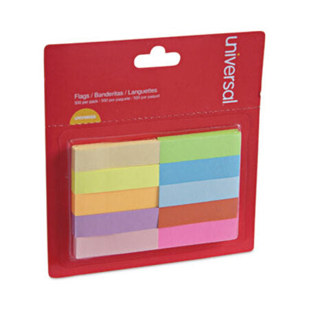 Universal® Self-Stick Page Tabs, 0.5" x 2", Assorted Colors, 500/Pack - Pack of 1 - UNV-99026-PK