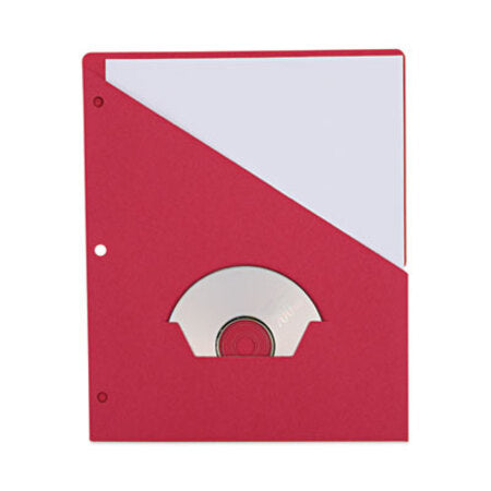 Universal® Slash-Cut Pockets for Three-Ring Binders, Jacket, Letter, 11 Pt., 8.5 x 11, Red, 10/Pack - Pack of 1 - UNV-61683-PK