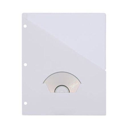 Universal® Slash-Cut Pockets for Three-Ring Binders, Jacket, Letter, 11 Pt., 9.75 x 11.75, White, 10/Pack - Pack of 1 - UNV-61687-PK