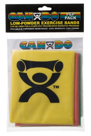 Fabrication Enterprises Exercise Resistance Band Set CanDo® Low Powder PEP™ Pack Black / Silver / Gold 5 Inch X 4 Foot X-Heavy to 3X-Heavy Resistance - Each - 10-5284-EA