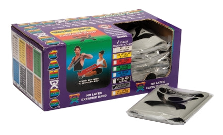 Fabrication Enterprises Exercise Resistance Band CanDo® Silver 5 Inch X 4 Foot 2X-Heavy Resistance - Box of 1 - 10-5646-BX
